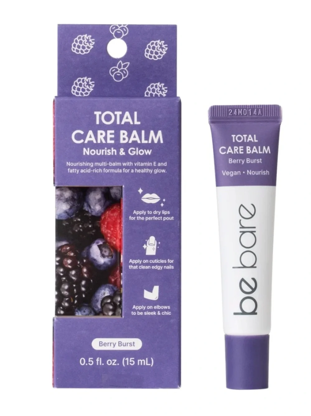 NAITSURE be bare Total Care Balm in Berry Burst 15ml BRAND NEW IN BOX